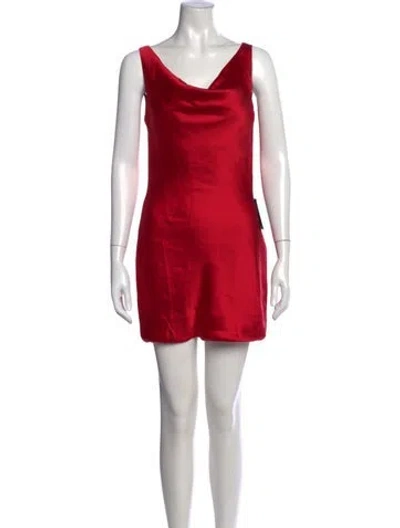 Pre-owned Norma Kamali Cowl Neck Mini Dress W/ Tags In Red