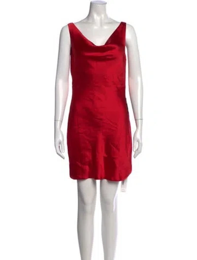 Pre-owned Norma Kamali Cowl Neck Mini Dress W/ Tags In Red