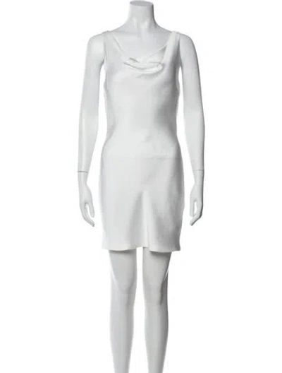 Pre-owned Norma Kamali Cowl Neck Mini Dress In White