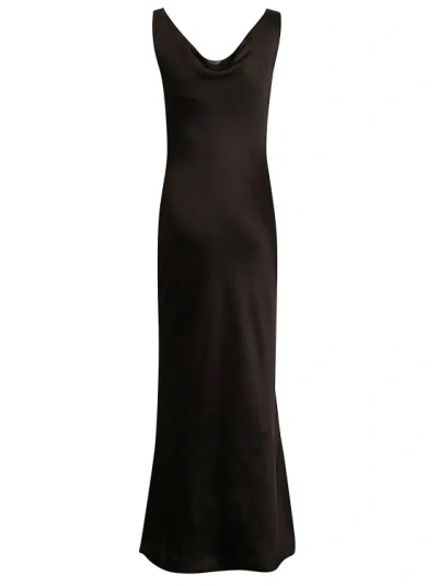 Norma Kamali Cowl-neck Satin Gown In Black