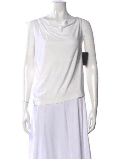 Pre-owned Norma Kamali Cowl Neck Sleeveless Top W/ Tags In White