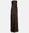 Norma Kamali Strapless Maxi Dress In Brown