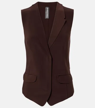 Norma Kamali Crêpe Vest In Brown