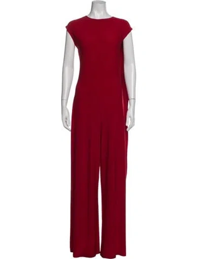 Pre-owned Norma Kamali Crew Neck Jumpsuit In Red