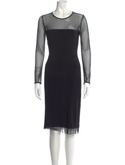Pre-owned Norma Kamali Crew Neck Knee-length Dress In Black