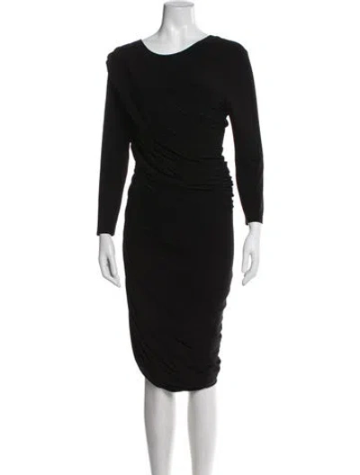 Pre-owned Norma Kamali Crew Neck Knee-length Dress In Black