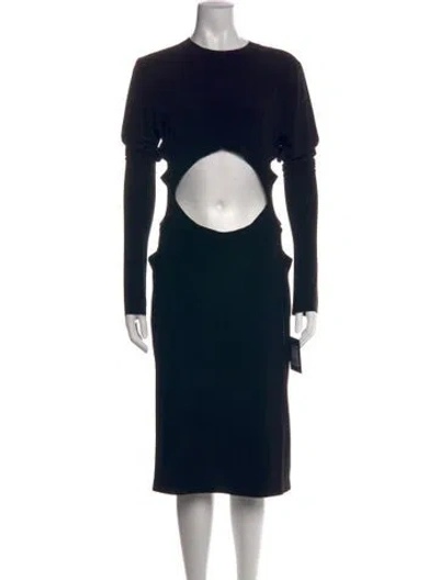 Pre-owned Norma Kamali Crew Neck Knee-length Dress In Black