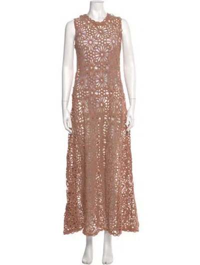 Pre-owned Norma Kamali Crew Neck Long Dress In Brown