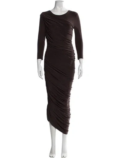 Pre-owned Norma Kamali Crew Neck Long Dress In Brown