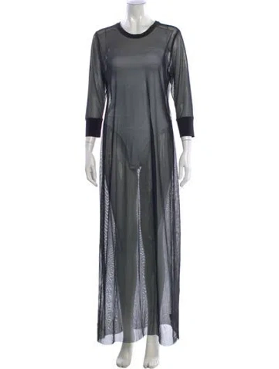 Pre-owned Norma Kamali Crew Neck Long Dress In Gray