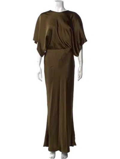 Pre-owned Norma Kamali Crew Neck Long Dress In Green