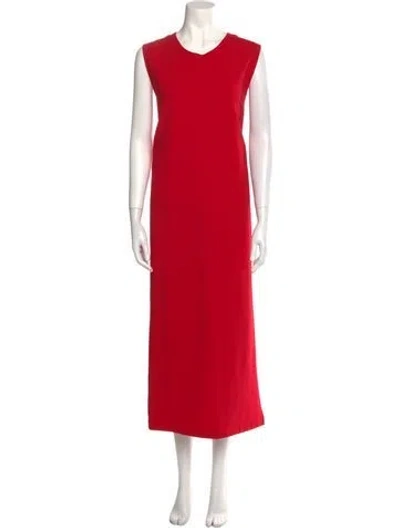 Pre-owned Norma Kamali Crew Neck Long Dress In Red