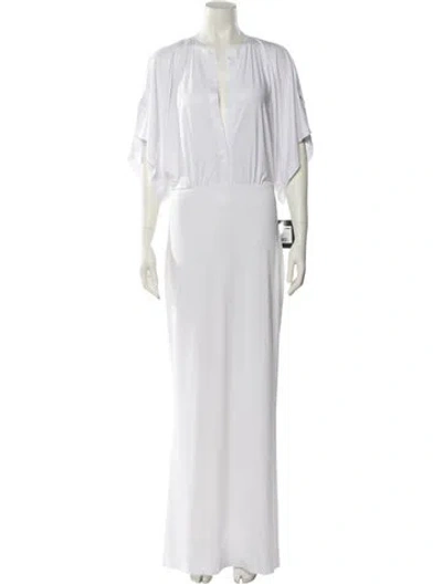 Pre-owned Norma Kamali Crew Neck Long Dress W/ Tags In White