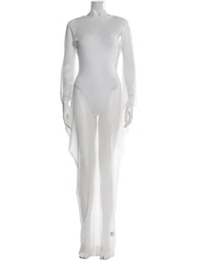 Pre-owned Norma Kamali Crew Neck Long Dress In White