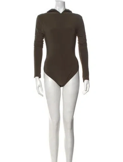 Pre-owned Norma Kamali Crew Neck Long Sleeve Bodysuit In Green