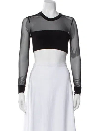 Pre-owned Norma Kamali Crew Neck Long Sleeve Crop Top In Black