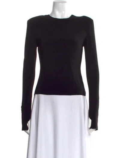Pre-owned Norma Kamali Crew Neck Long Sleeve Top In Black