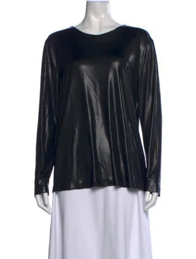 Pre-owned Norma Kamali Crew Neck Long Sleeve Top In Black
