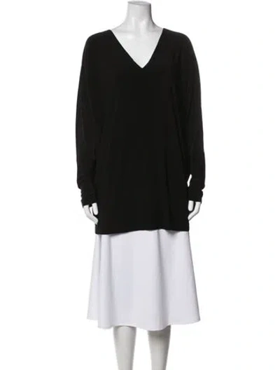 Pre-owned Norma Kamali Crew Neck Long Sleeve Top In Black