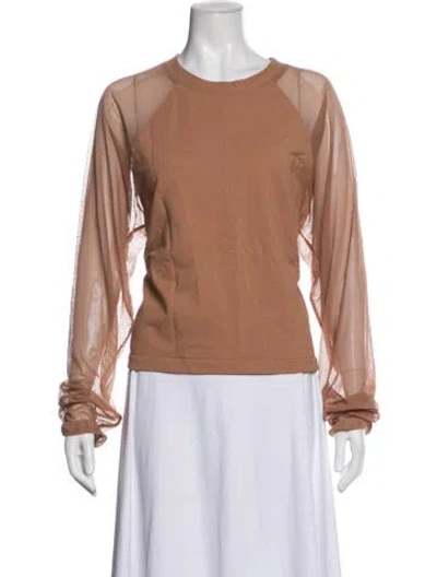 Pre-owned Norma Kamali Crew Neck Long Sleeve Top In Neutral