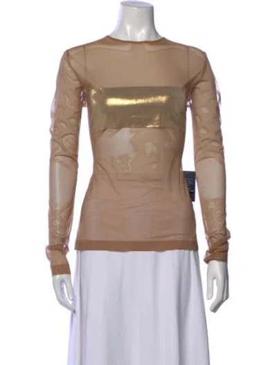 Pre-owned Norma Kamali Crew Neck Long Sleeve Top W/ Tags In Neutrals