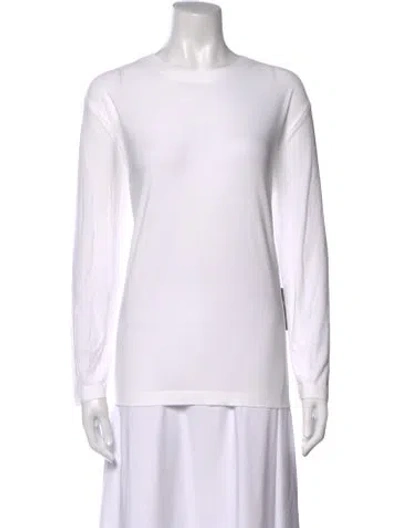 Pre-owned Norma Kamali Crew Neck Long Sleeve Top W/ Tags In White