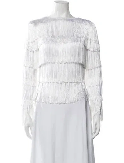 Pre-owned Norma Kamali Crew Neck Long Sleeve Top In White