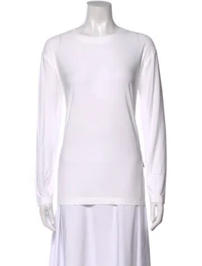 Pre-owned Norma Kamali Crew Neck Long Sleeve T-shirt W/ Tags In White