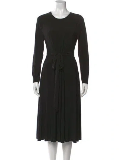 Pre-owned Norma Kamali Crew Neck Midi Length Dress In Black