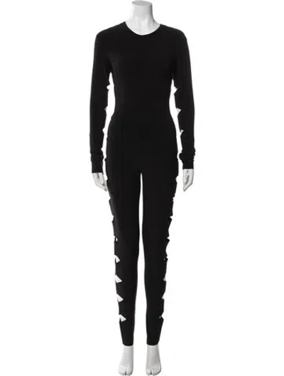 Pre-owned Norma Kamali Crew Neck Midi Length Dress In Black