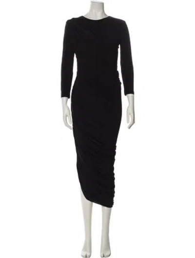 Pre-owned Norma Kamali Crew Neck Midi Length Dress In Black