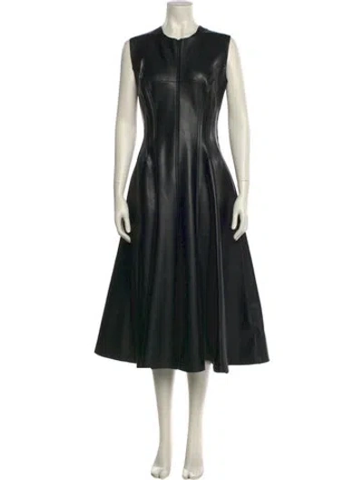 Pre-owned Norma Kamali Crew Neck Midi Length Dress In Black