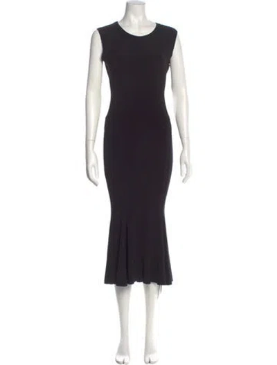 Pre-owned Norma Kamali Crew Neck Midi Length Dress In Black