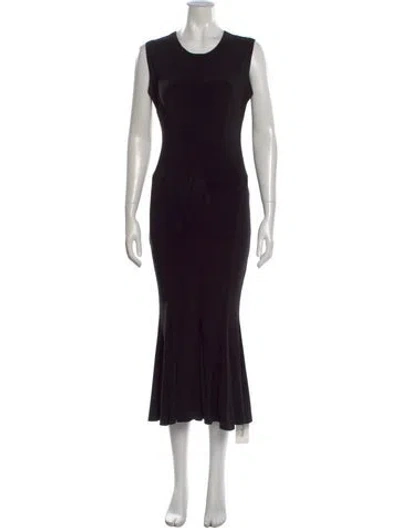 Pre-owned Norma Kamali Crew Neck Midi Length Dress In Black