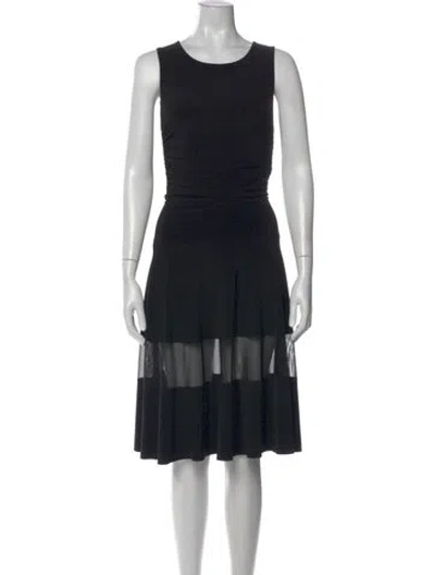 Pre-owned Norma Kamali Crew Neck Midi Length Dress In Black