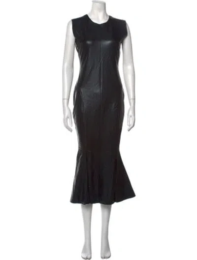 Pre-owned Norma Kamali Crew Neck Midi Length Dress In Black