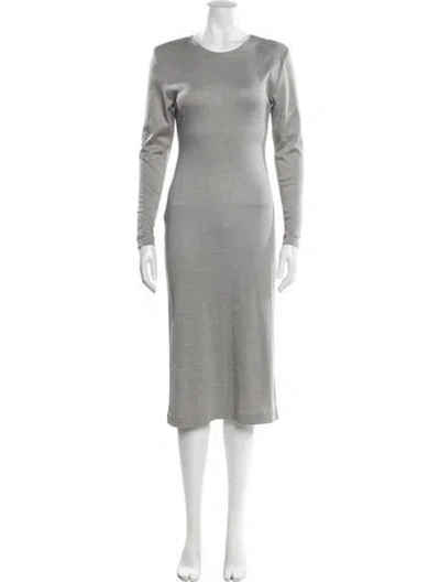 Pre-owned Norma Kamali Crew Neck Midi Length Dress In Gray