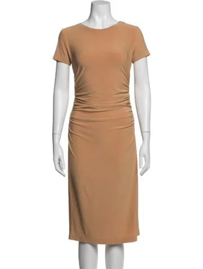 Pre-owned Norma Kamali Crew Neck Midi Length Dress In Yellow