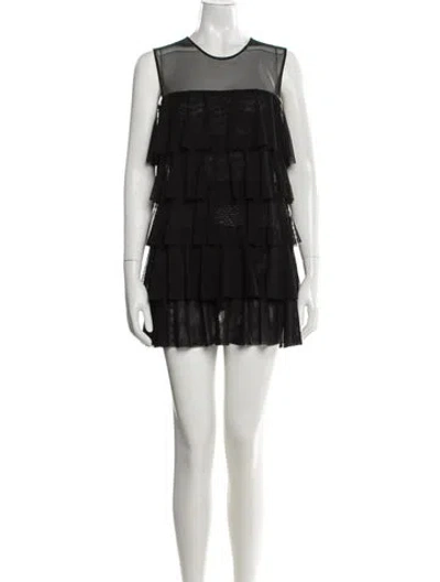 Pre-owned Norma Kamali Crew Neck Mini Dress In Black