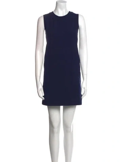 Pre-owned Norma Kamali Crew Neck Mini Dress In Blue