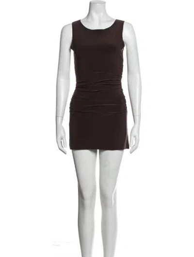 Pre-owned Norma Kamali Crew Neck Mini Dress W/ Tags In Brown