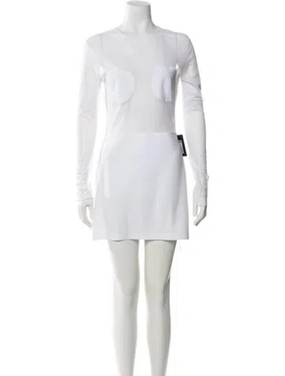 Pre-owned Norma Kamali Crew Neck Mini Dress W/ Tags In White