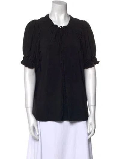 Pre-owned Norma Kamali Crew Neck Short Sleeve Blouse In Black