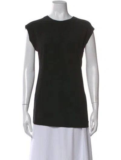 Pre-owned Norma Kamali Crew Neck Short Sleeve Top In Black