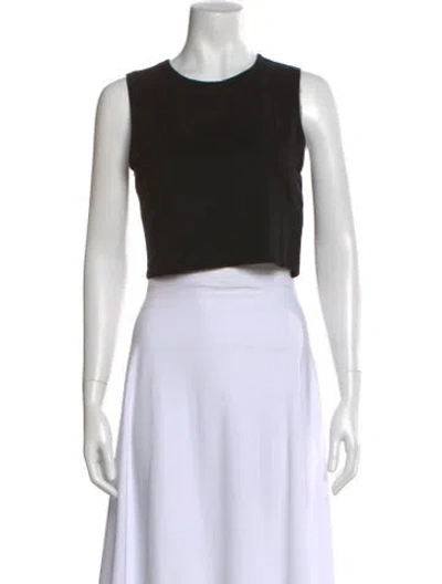 Pre-owned Norma Kamali Crew Neck Sleeveless Crop Top In Black