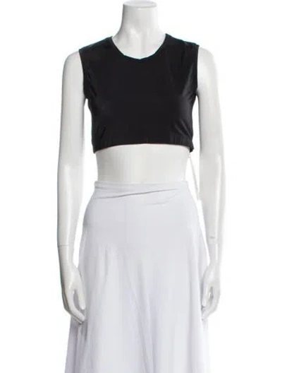 Pre-owned Norma Kamali Crew Neck Sleeveless Crop Top In Black