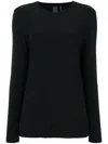 Norma Kamali Long Sleeve Minimalistic T-shirt In Black