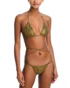 Norma Kamali Criss Cross Bikini Top & Bottom Set In Green