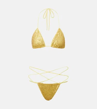 Norma Kamali Criss Cross Sequined Bikini