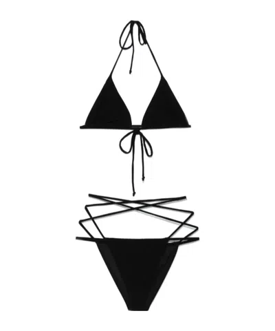 Norma Kamali Criss-cross Bikini Set In Black